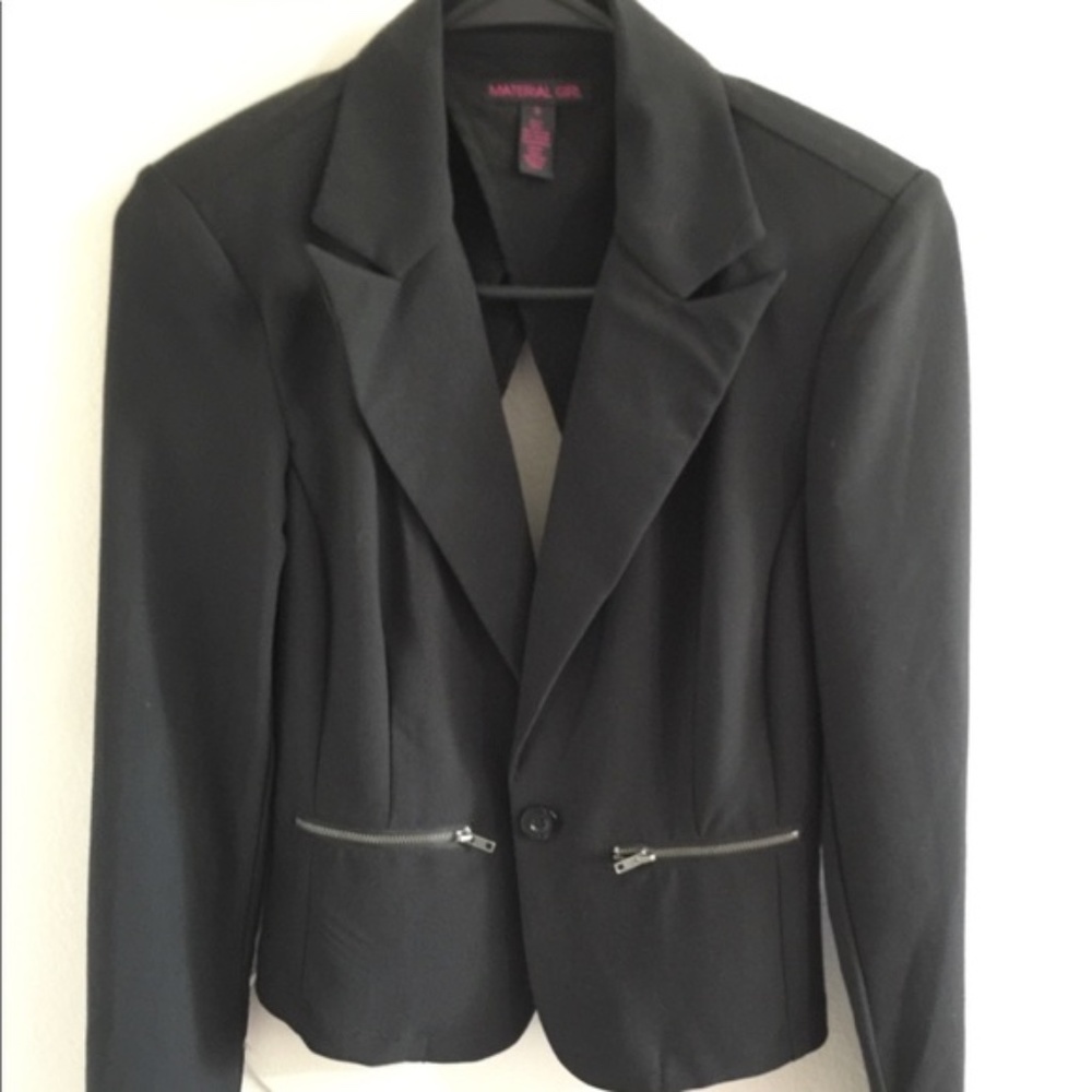 Material Girl Black Blazer Open Back Detail S